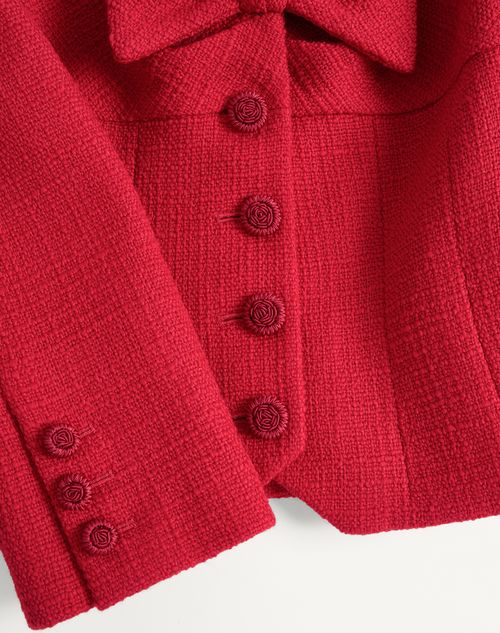 Valentino - Short Jacket In Plain Wool Tweed - Paris - Woman - Jackets And Blazers