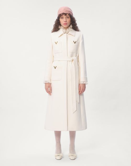 Valentino - Cappotto In Drill Double - Avorio - Donna - Cappotti E Outerwear