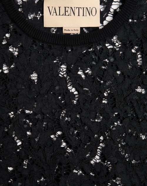 Valentino - Lace And Cotton Sweater - Black - Woman - Knitwear