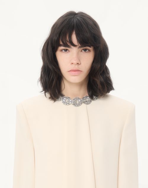 Valentino - Abito In Cady Couture Ricamato - Corallo/silver - Donna - Abiti