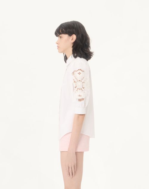 Valentino - Cotton Popeline Shirt - White - Woman - Shirts And Tops