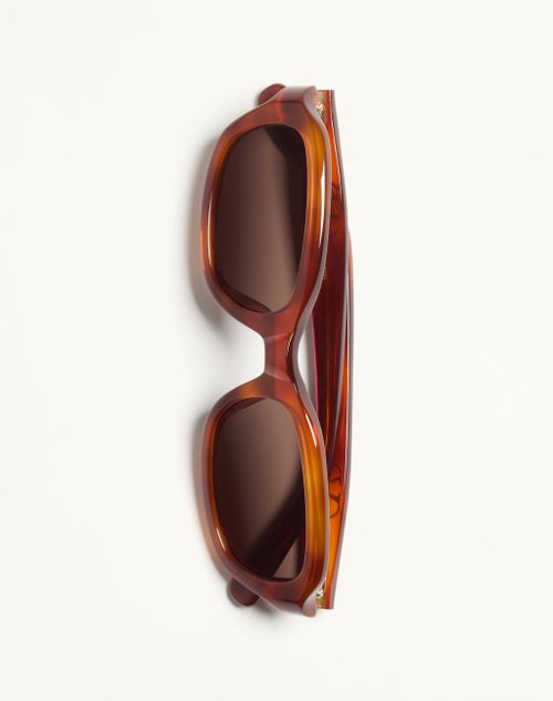 Valentino - Rectangular Acetate Eyewear - Havana/brown - Unisex - Eyewear