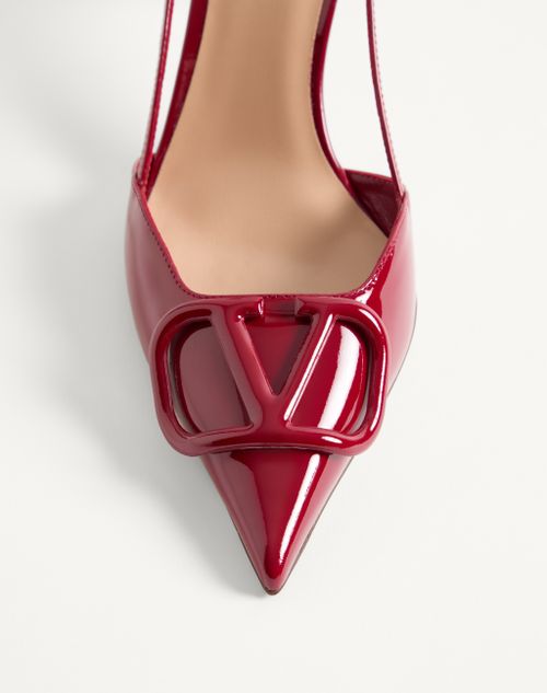 Valentino Garavani - Vlogo Signature Patent Leather Slingback Pump 80mm - Dark Red - Woman - Pumps