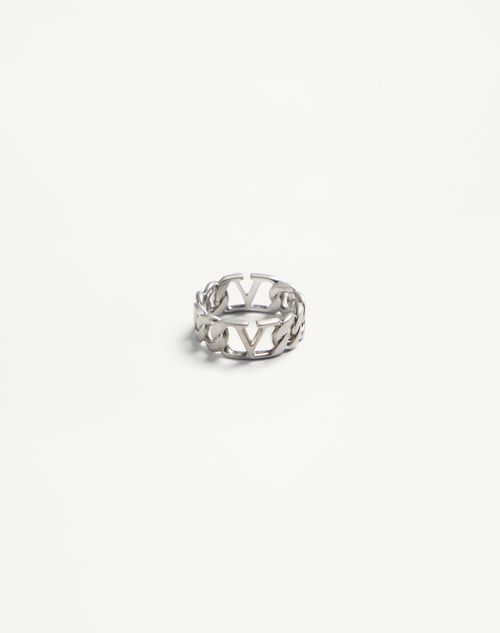 Valentino Garavani Vlogo Signature Metal Ring Man Palladium 19