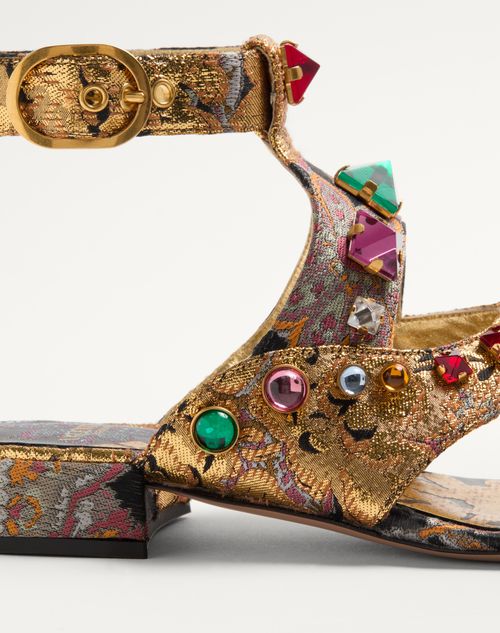 Valentino Garavani - Preshoes Sandal In Apres L'hiver Jacquard Fabric With Crystals 20mm - Multicolor - Woman - Sandals