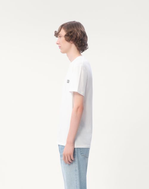 Valentino - Cotton T-shirt With Vlogo Patch - Ivory - Man - Tshirts And Sweatshirts