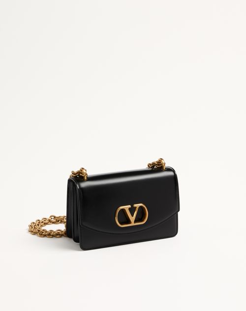 Valentino Garavani - Valentino Garavani Vain Small Shoulder Bag In Shiny Calfskin - Black - Woman - Shoulder Bags