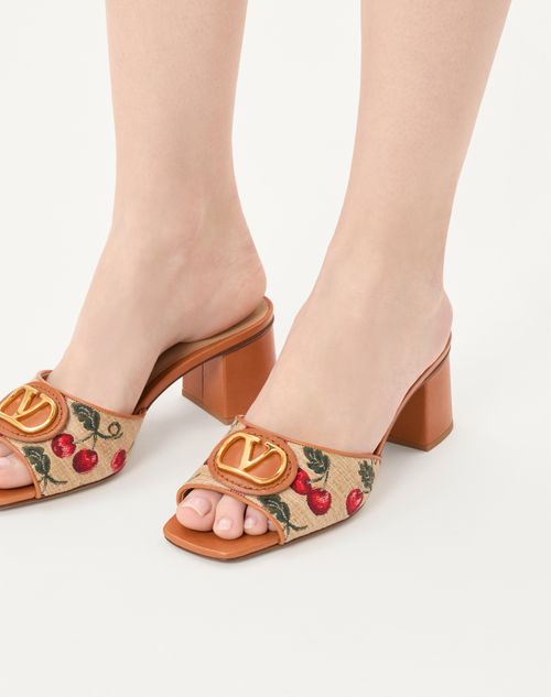 Valentino Garavani - Vlogo Signature Cherryfic Slide Sandal 60mm - Natural/red - Woman - Sandals