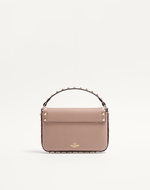 Valentino Garavani - Rockstud Grainy Calfskin Pouch - Poudre - Woman - Clutches