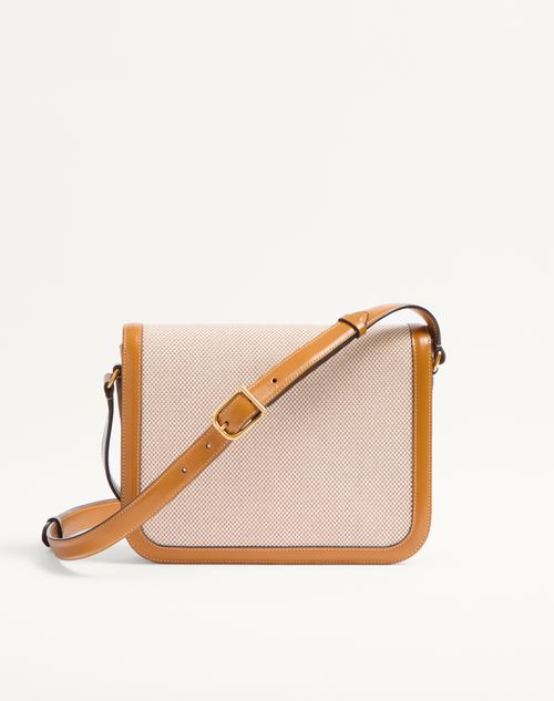 Valentino Garavani - Valentino Garavani 9to5 Canvas Shoulder Bag - Natural/golden Cuir - Woman - Shoulder Bags