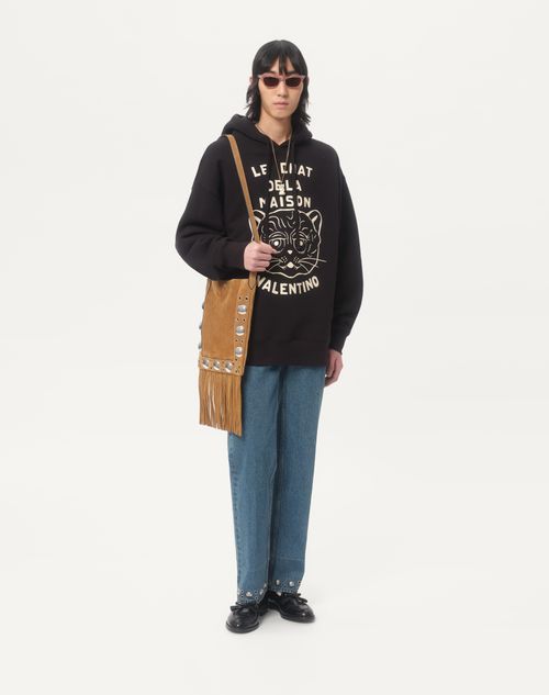 Valentino - Cotton Sweatshirt With Le Chat De La Maison Patch - Black/butter - Man - T-shirts And Sweatshirts