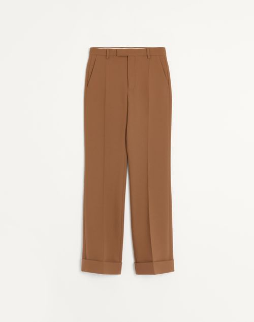 Valentino Nylon Cuffed Gabardine Trousers Man Nut 50