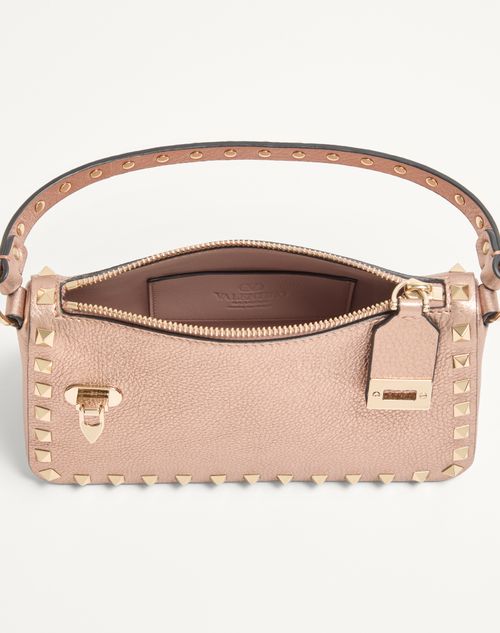 Valentino Garavani - Valentino Garavani Rockstud Small Crossbody Bag In Laminated Grainy Calfskin Leather - Rose Cannelle - Woman - Shoulder Bags
