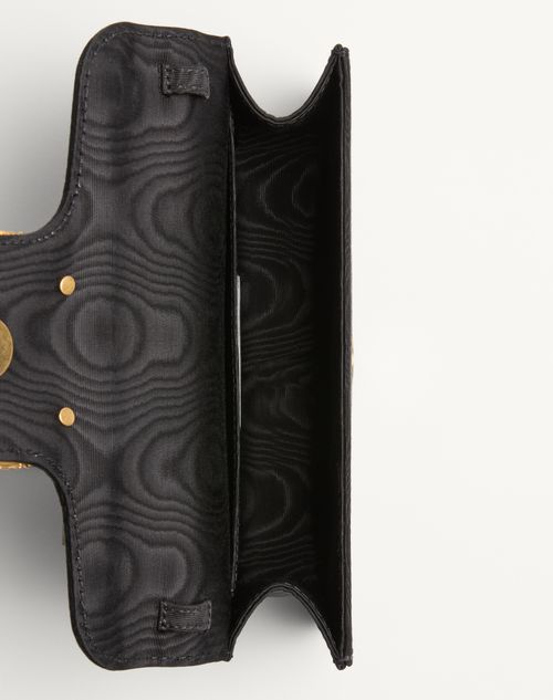 Valentino Garavani - Valentino Garavani Locò Moiré Fabric Clutch With Jewel Logo - Black/crystal - Woman - Clutches