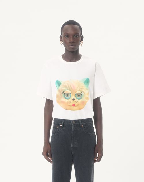 Valentino - Valentino Cotton T-shirt With Le Chat De La Maison Print - Ivory - Man - Tshirts And Sweatshirts
