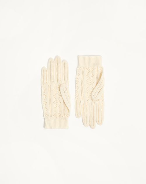 Valentino Garavani - Valentino Garavani Cotton Gloves - Birch - Woman - Hats And Gloves