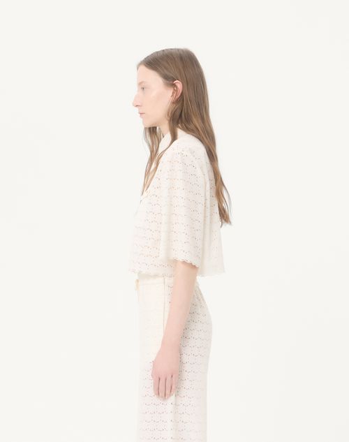 Valentino - Micro Cotton Fleurs A Jour Shirt - Latte - Woman - Shirts And Tops