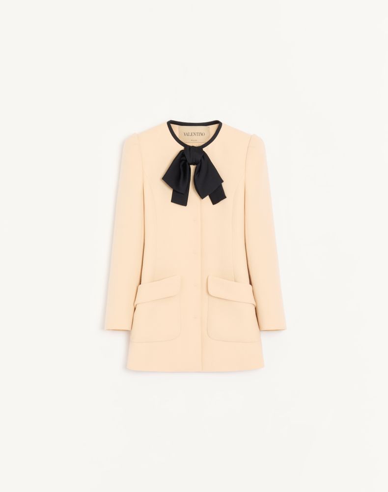 Valentino Women's Birch/Black Wool Crepe Caban Woman 46