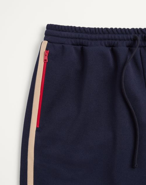 Valentino - Valentino Jogginghose Aus Acetat Mit Vlogo Signature-stickerei - Marineblau/beige - Mann - Hosen Und Shorts