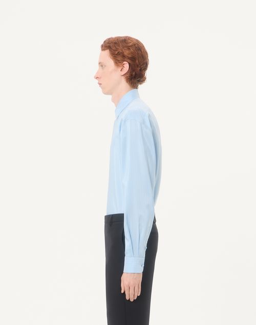 Valentino - Gestreiftes Valentino Seidenhemd - Himmelblau - Mann - Hemden