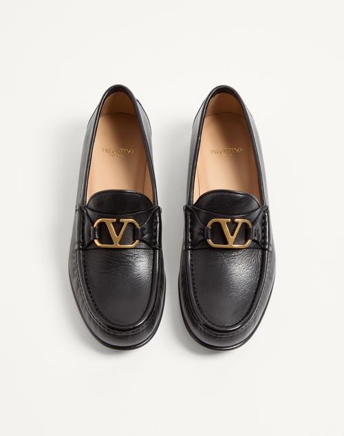 Valentino Garavani - Vlogo Signature Buffalo Loafer 20mm - Black - Woman - Loafers & Oxford
