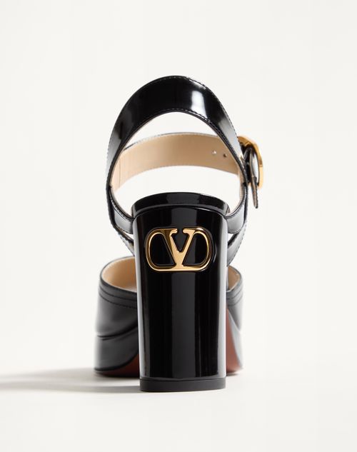 Valentino Garavani - Fawcette Platform Sandal In Polished Calfskin 100mm - Black - Woman - Sandals
