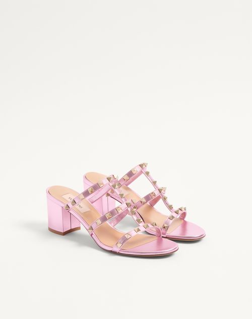 Valentino Garavani - Rockstud Slide Sandal In Laminated Nappa 60mm - Giacinto - Woman - Sandals