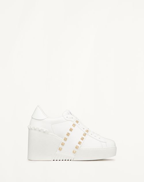Valentino Garavani Open Disco Wedge Trainer In Calfskin 85mm Woman White 40.5