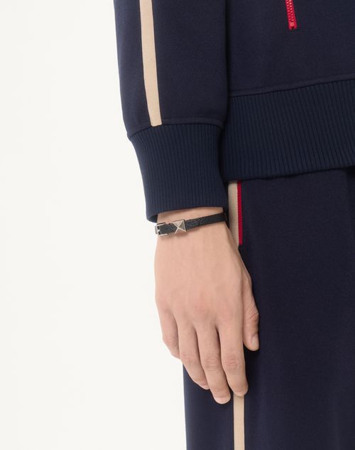 Valentino Garavani - Pulsera Rockstud De Cuero De Valentino - Negro - Hombre - Joyas