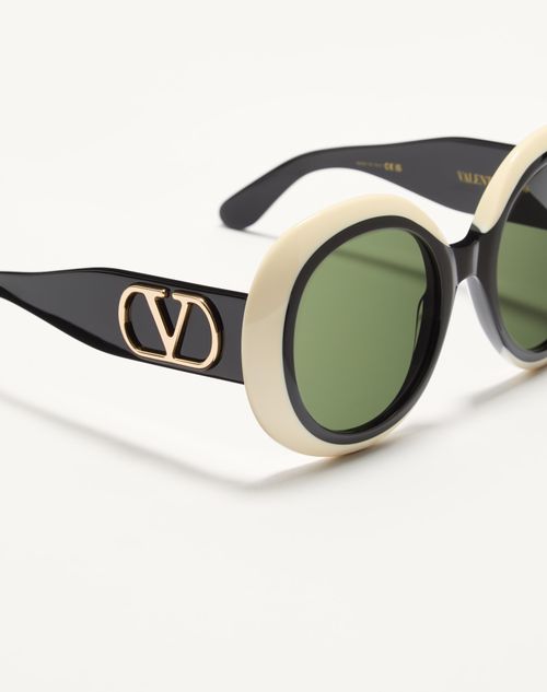 Valentino - Dramatic Round 1960s Acetate Eyewear - Black/ivory - Woman - Eyewear