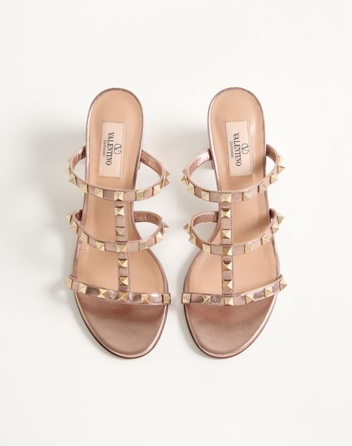 Valentino Garavani - Rockstud Slide Sandal In Laminated Nappa 60mm - Rose Cannelle - Woman - Sandals
