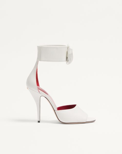 Valentino Garavani Drip Rose Kidskin Sandal With Crystals 105mm Woman White 37