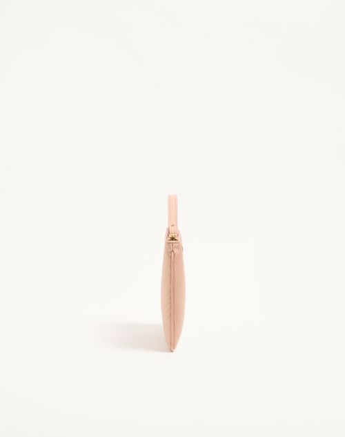 Valentino Garavani - Vlogo Signature Clutch In Moiré Fabric With Jewel Logo. - Pink/crystal - Woman - Clutches