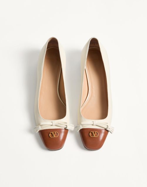 Valentino Garavani - Valet Du Roi Kidskin Ballerina 25mm - Butter/tobacco - Woman - Ballerinas