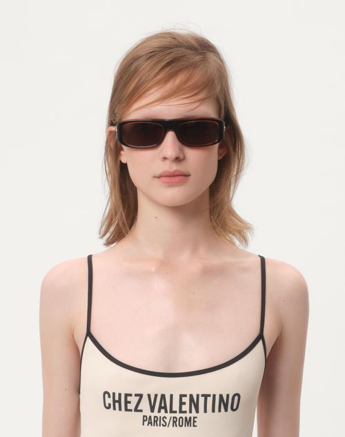 Valentino - Lycra Piqué Swimsuit - Birch/black - Woman - Beachwear