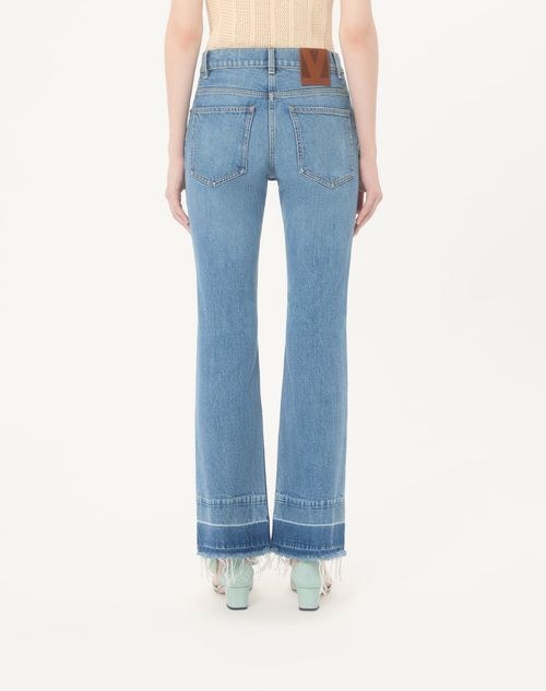 Valentino - Pantalón De Mezclilla Con Bordado Butterfly - Azul - Mujer - Denim