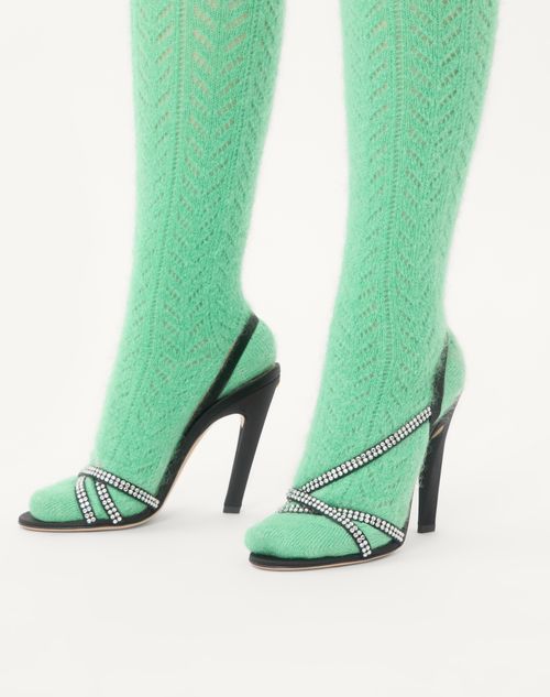 Valentino Garavani - Dans Le Foyer Satin Sandal With Crystals 105mm - Black - Woman - Sandals