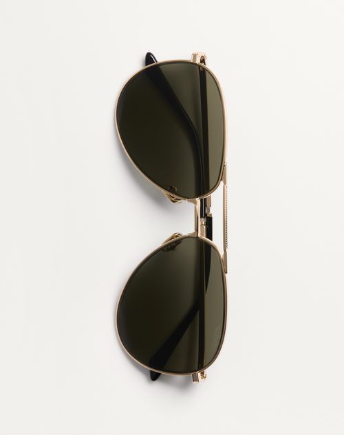 Valentino - Metal Aviator Frame - Gold/green - Unisex - Eyewear