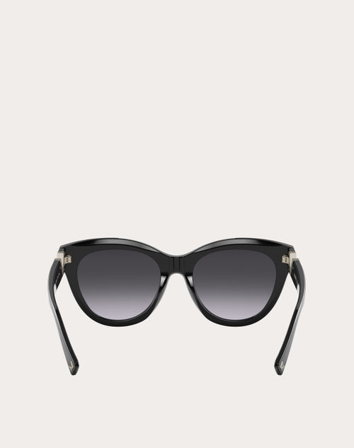 Valentino - Rectangular Acetate Frame Roman Stud - Black - Woman - Eyewear