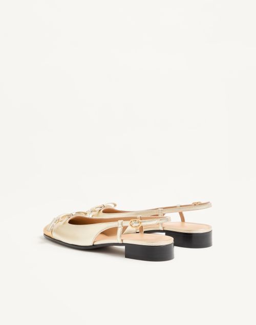 Valentino Garavani - Valet Du Roi Slingback Ballerina In Laminated Nappa 25mm - Platinum/gold - Woman - Ballerinas