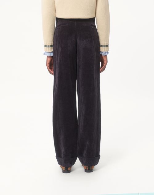 Valentino - Washed Cotton-linen Velvet Pants - Night - Man - Pants And Shorts