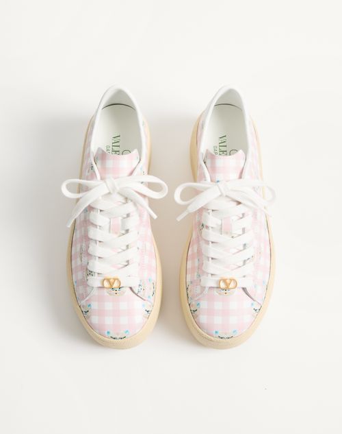 Valentino Garavani - Royco Flatform Sneaker In Vichy Nappa Calfskin With Le Chat De La Maison Pattern - White - Woman - Sneakers