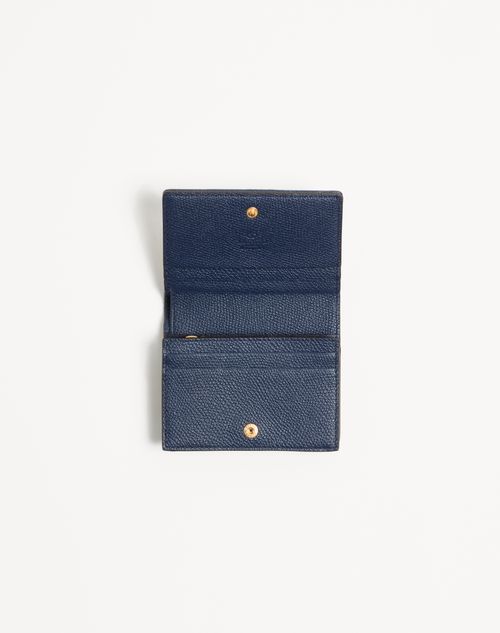 Valentino Garavani - Vlogo Signature Wallet In Jacquard Fabric With Floral Pattern - Blue/ivory - Woman - Wallets And Small Leather Goods