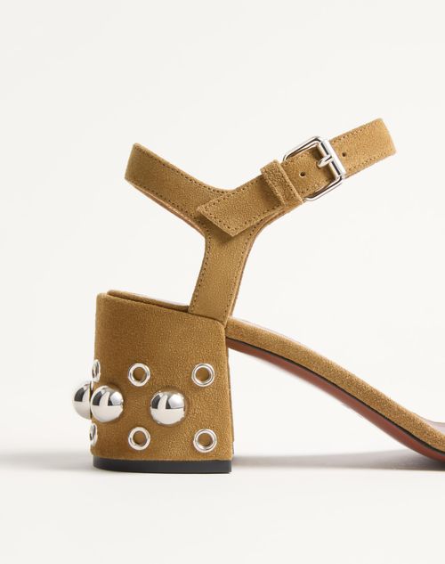 Valentino Garavani - Nellcôte Crust Leather Sandal 60mm - Havana Beige - Woman - Sandals
