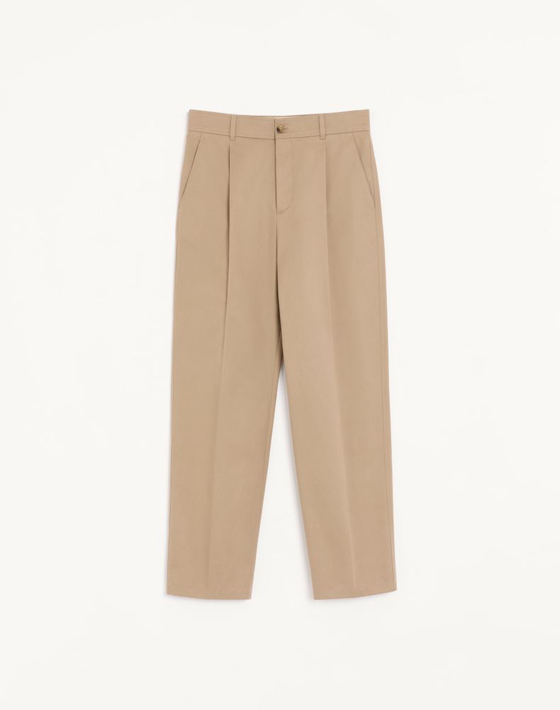 Valentino Men's Beige Trousers In Cotton Gabardine With Vlogo Embroidery Man 56