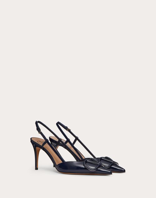 Valentino Garavani - Vlogo Signature Patent Leather Slingback Pump 80mm - Marine - Woman - Pumps