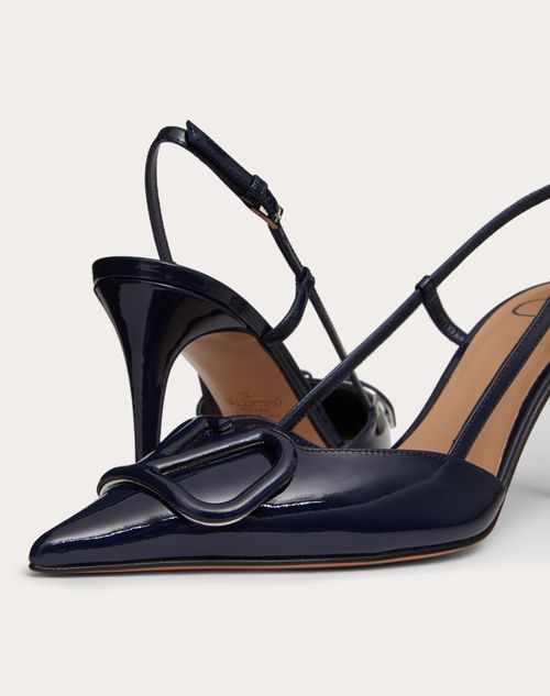 Valentino Garavani - Vlogo Signature Patent Leather Slingback Pump 80mm - Marine - Woman - Pumps