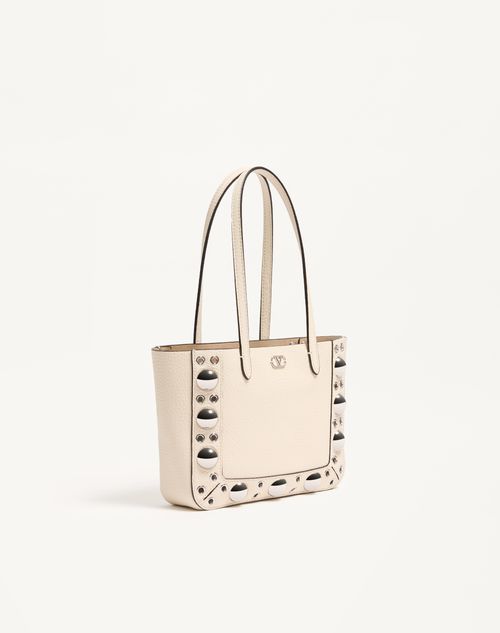 Valentino Garavani - Valentino Garavani Nellcôte Mini Shopping Bag In Grainy Calfskin - Light Ivory - Woman - Totes