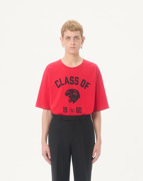 Valentino - Valentino Cotton T-shirt With Panther Print - Red/black - Man - T-shirts And Sweatshirts