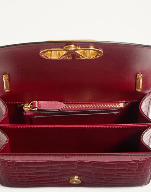 Valentino Garavani - Valentino Garavani Vain Small Shoulder Bag In Crocodile Leather - Red - Woman - Shoulder Bags